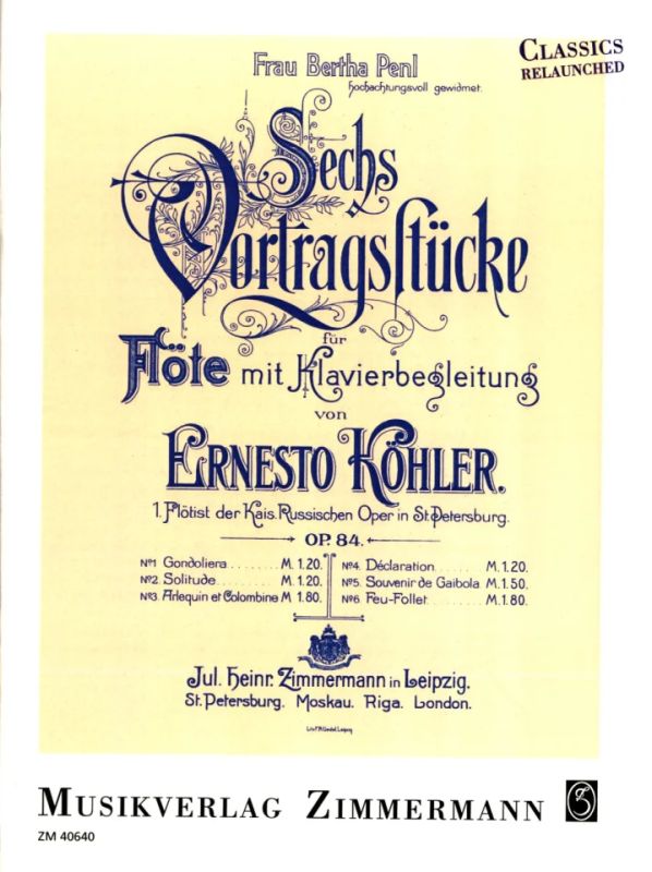 Ernesto Köhler - Sechs Vortragsstücke op. 84