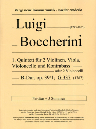 Luigi Boccherini - Quintett B-Dur Op 39/1 G 337