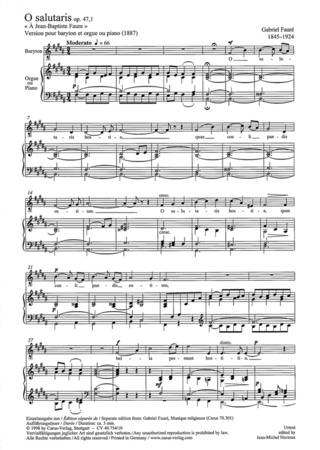 Gabriel Fauré: O salutaris hostia H-Dur op. 47, 1