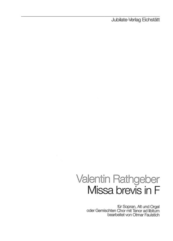 Johann Valentin Rathgeber - Missa Brevis F-Dur
