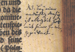 Johann Sebastian Bach - Eintrag in die Calov-Bibel