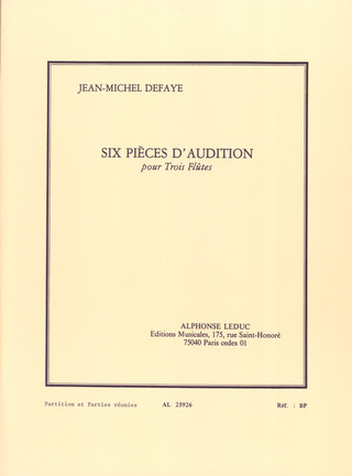 Jean-Michel Defaye - 6 Pièces d'Audition - 3 Flûtes