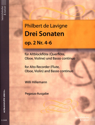 Philibert de Lavigne - 6 Sonaten Heft 2: Sonaten 4-6 für Altblockflöte (Querflöte, Oboe, Violine) und Basso continuo op. 2 Nr. 4-6