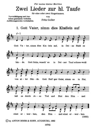 Goller Fritz - 2 Lieder Zur Taufe