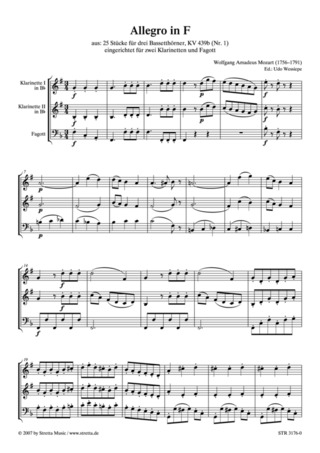 Wolfgang Amadeus Mozart: Allegro in F
