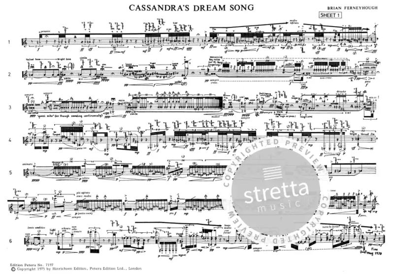 Cassandra&#39;s dream song from Brian Ferneyhough | buy now in the Stretta  sheet music shop