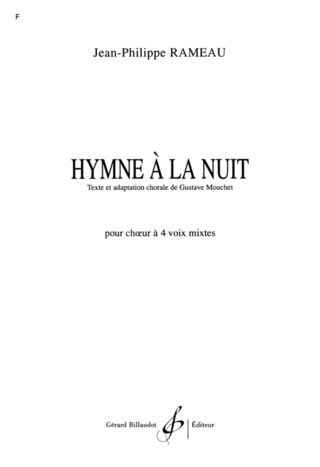 Jean-Philippe Rameau - Hymne A La Nuit Satb Parition De