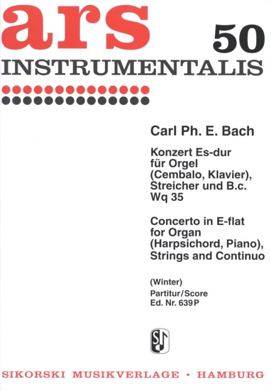 Carl Philipp Emanuel Bach - Konzert für Orgel (Cembalo, Klavier), Streicher und B.c. Es-Dur Wq 35