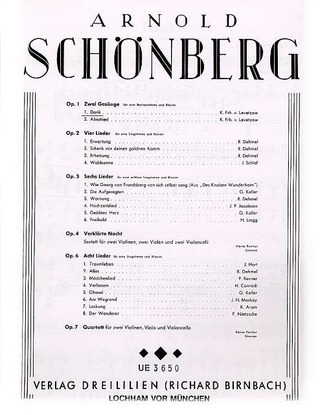 Arnold Schönberg: Dank (Leventzow) für Gesang und Klavier op. 1 (1898)