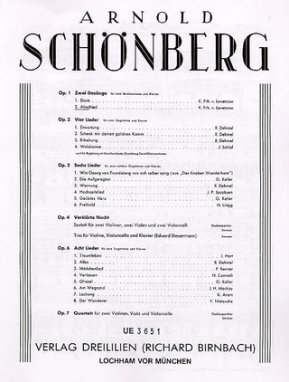Arnold Schönberg: Abschied (Levetzow) für Gesang und Klavier op. 1 (1898)