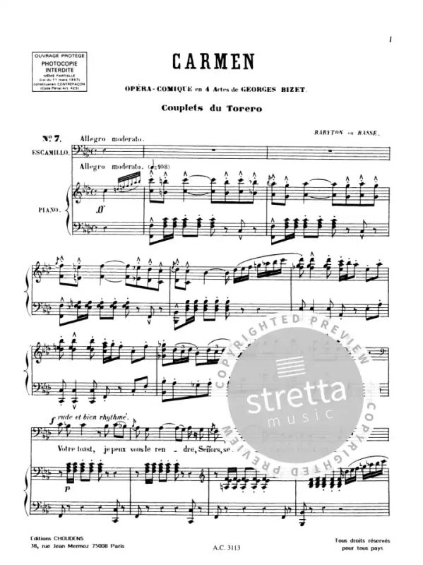 Georges Bizet - Carmen - No. 7 Chanson Du Toréador (1)