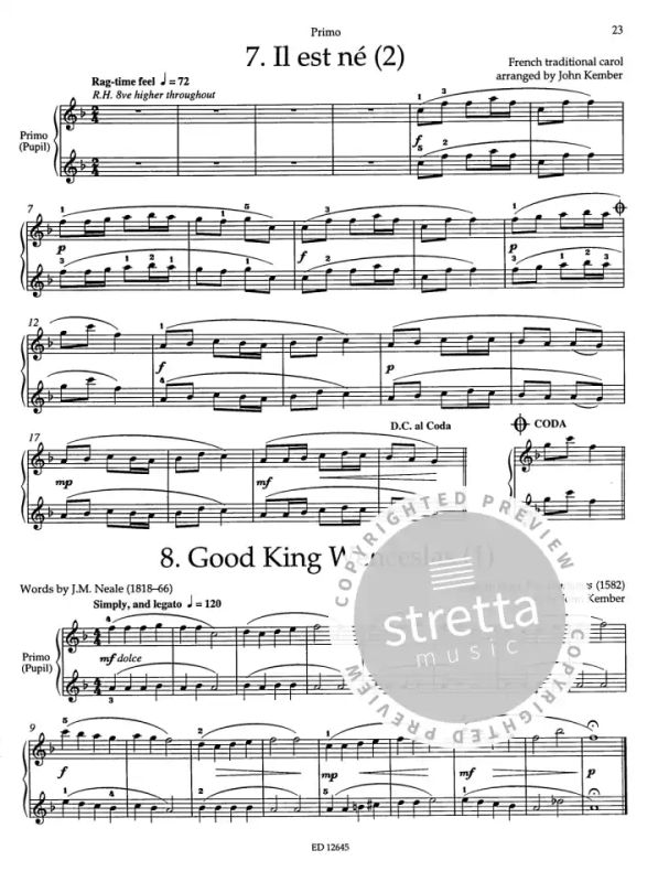 10 Christmas Carols For Piano Duet From John Kember Buy Now In Stretta Sheet Music Shop