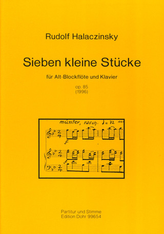 Halaczinsky, Rudolf - Sieben kleine Stücke für Alt-Blockflöte und Klavier op. 85 (1996)
