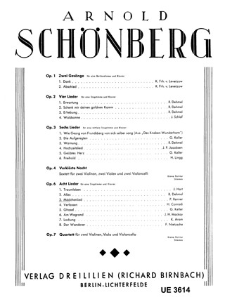 Arnold Schönberg: Mädchenlied (Renner) für Gesang und Klavier op. 6 (1903-1905)