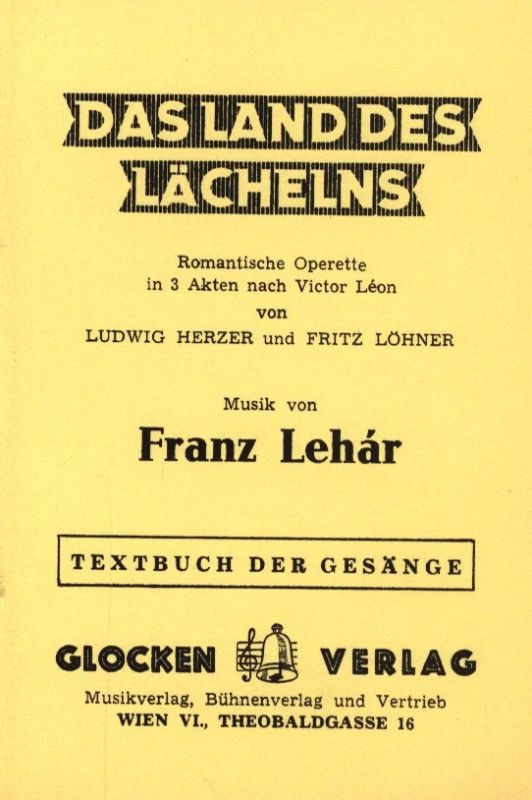 Franz Lehár y otros.: Das Land des Lächelns – Libretto