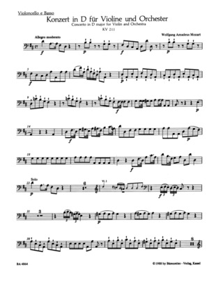 Wolfgang Amadeus Mozart: Konzert für Violine und Orchester Nr. 2 D-Dur KV 211