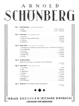 Arnold Schönberg: Lockung (Aram) für Gesang und Klavier op. 6 (1903-1905)