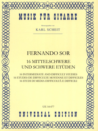 Fernando Sor - 16 mittelschwere und schwere Etüden aus op.6, 29, 31