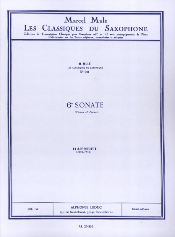 Georg Friedrich Haendelet al. - Sonata No. 6 (Saxophone/Piano)