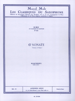 Georg Friedrich Händel y otros. - Sonata No. 6 (Saxophone/Piano)