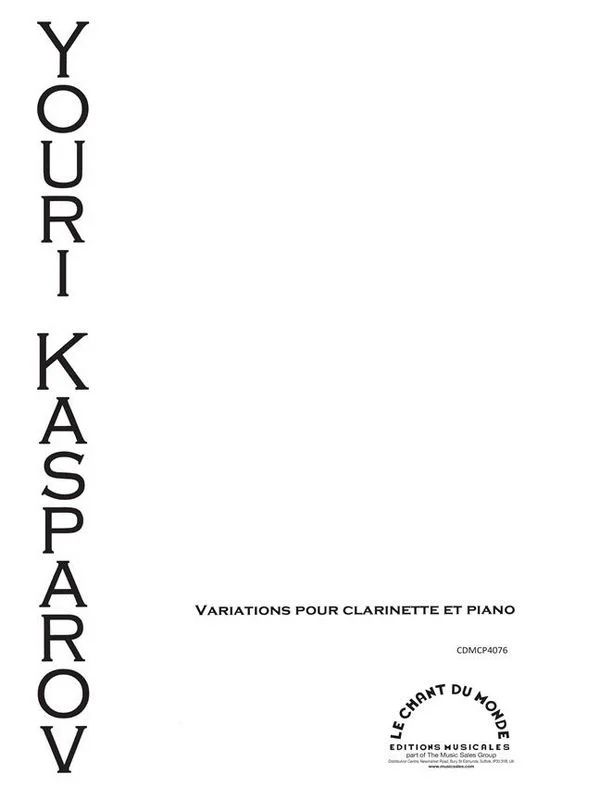 Yuri Kasparov - Variations Pour Clarinette Et Piano