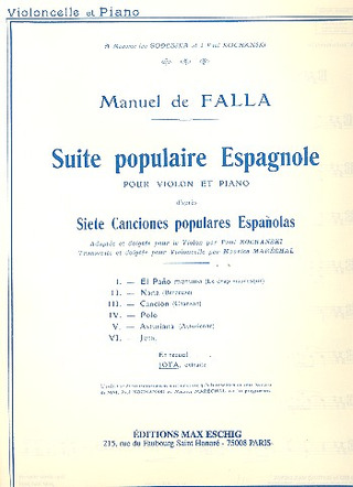 Manuel de Falla: Jota Violoncelle / Piano