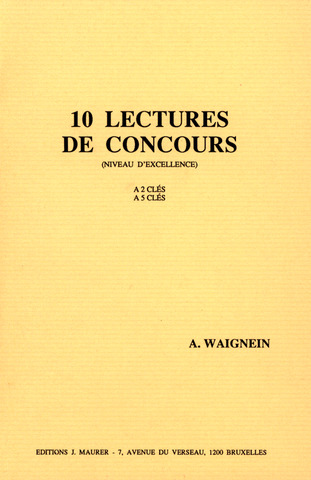 André Waignein - 10 Etudes De Solfege A 2 Cles