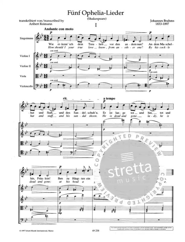 Johannes Brahmset al. - Fünf Ophelia-Lieder (1)