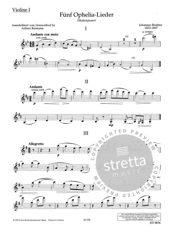 Johannes Brahmset al. - Fünf Ophelia-Lieder (4)