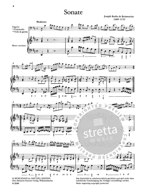 Joseph Bodin de Boismortier - 2 Sonaten für Bassinstrument (Violoncello/Fagotto/Viola da gamba) und Basso continuo op. 26 Nr. 1 und 2 (1)