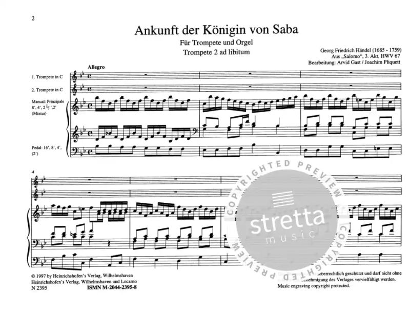 Georg Friedrich Händel: Ankunft der Königin von Saba Aus "Salomo" 3. Akt, HWV 67 HWV 67 (1)