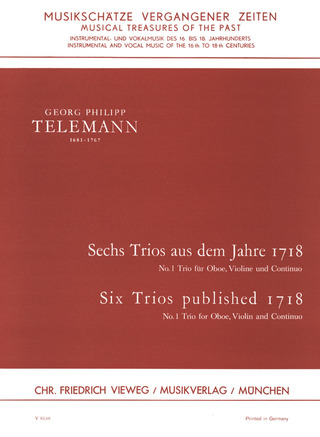 Georg Philipp Telemann - Sechs Trios aus dem Jahre 1718 - Nr. 1 B-dur