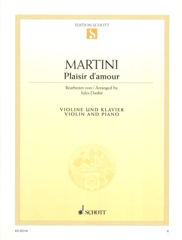 Jean Paul Egide violin and piano 9790001088039 Plaisir d’amour Martini 