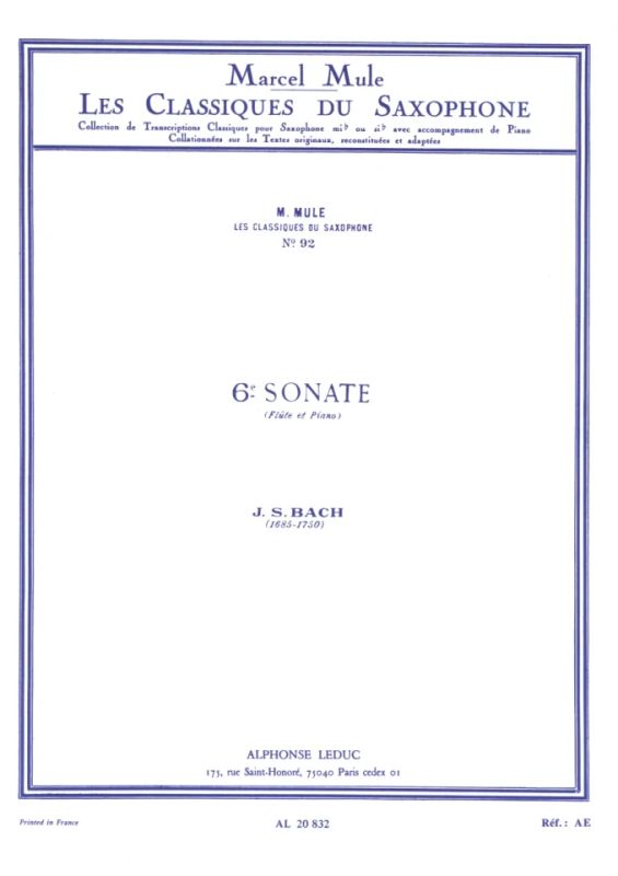 Johann Sebastian Bach - Sonata No. 6 for flute