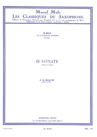 Johann Sebastian Bach - Sonata No.6 für Flöte