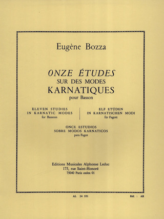 Eugène Bozza - 11 Etudes sur des Môdes karnatiques