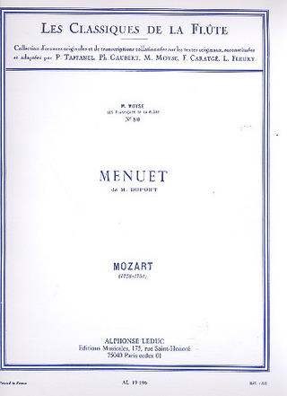 Wolfgang Amadeus Mozart: Menuet de M. Duport