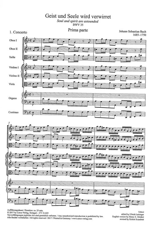 Johann Sebastian Bach - Geist und Seele wird verwirret BWV 35