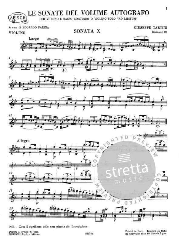 G Musica Spartiti Tartini Le sonate del volume autografo 1980 c.a 