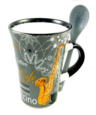 Cappuccino Mug With Spoon - Saxophone