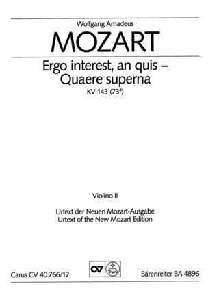 Wolfgang Amadeus Mozart - Ergo interest - Quaere superna KV 143