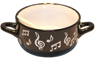 Suppenschale mit Löffel - Musiksymbole Weiß