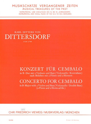 Carl Ditters von Dittersdorf - Konzert für Cembalo und Orchester B-dur