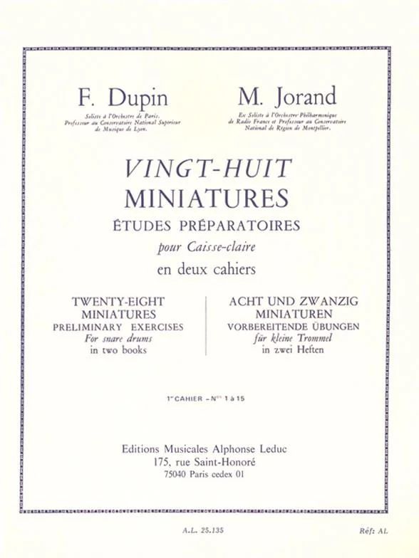 François Dupin - 28 Miniatures Études Préparatoires for Snare Drum