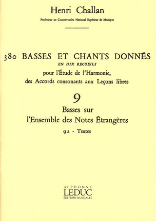 Henri Challan - 380 Basses et Chants Donnés Vol. 9A
