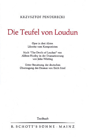 Krzysztof Penderecki - Die Teufel von Loudun – Libretto