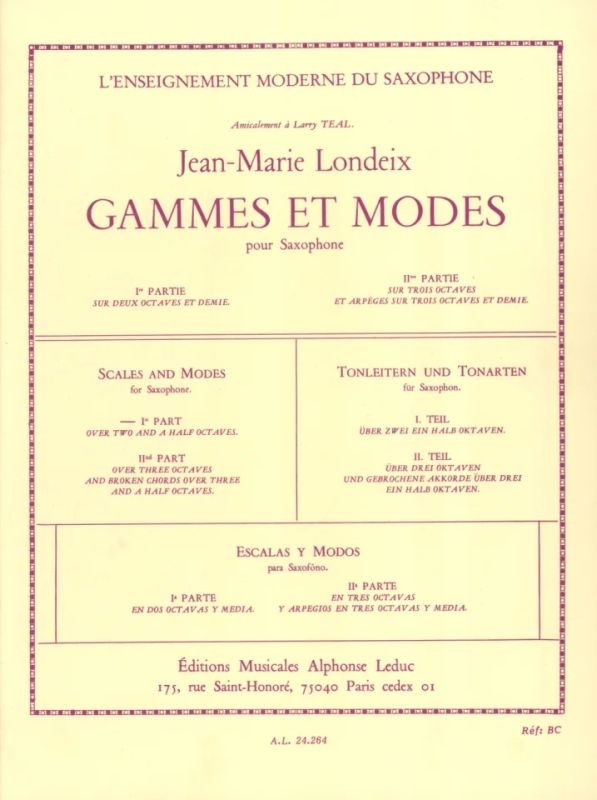 Jean-Marie Londeix - Escaladas y Modos