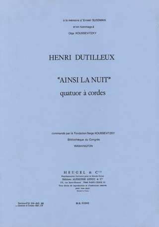 Henri Dutilleux - Ainsi La Nuit -Quatuor Strings