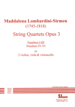 Lombardini Sirmen Maddalena - String Quartet Op 3 Nr 1-3