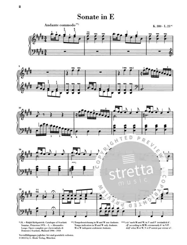 Domenico Scarlatti - Sonate pour piano en Mi majeur K. 380, L. 23 (1)
